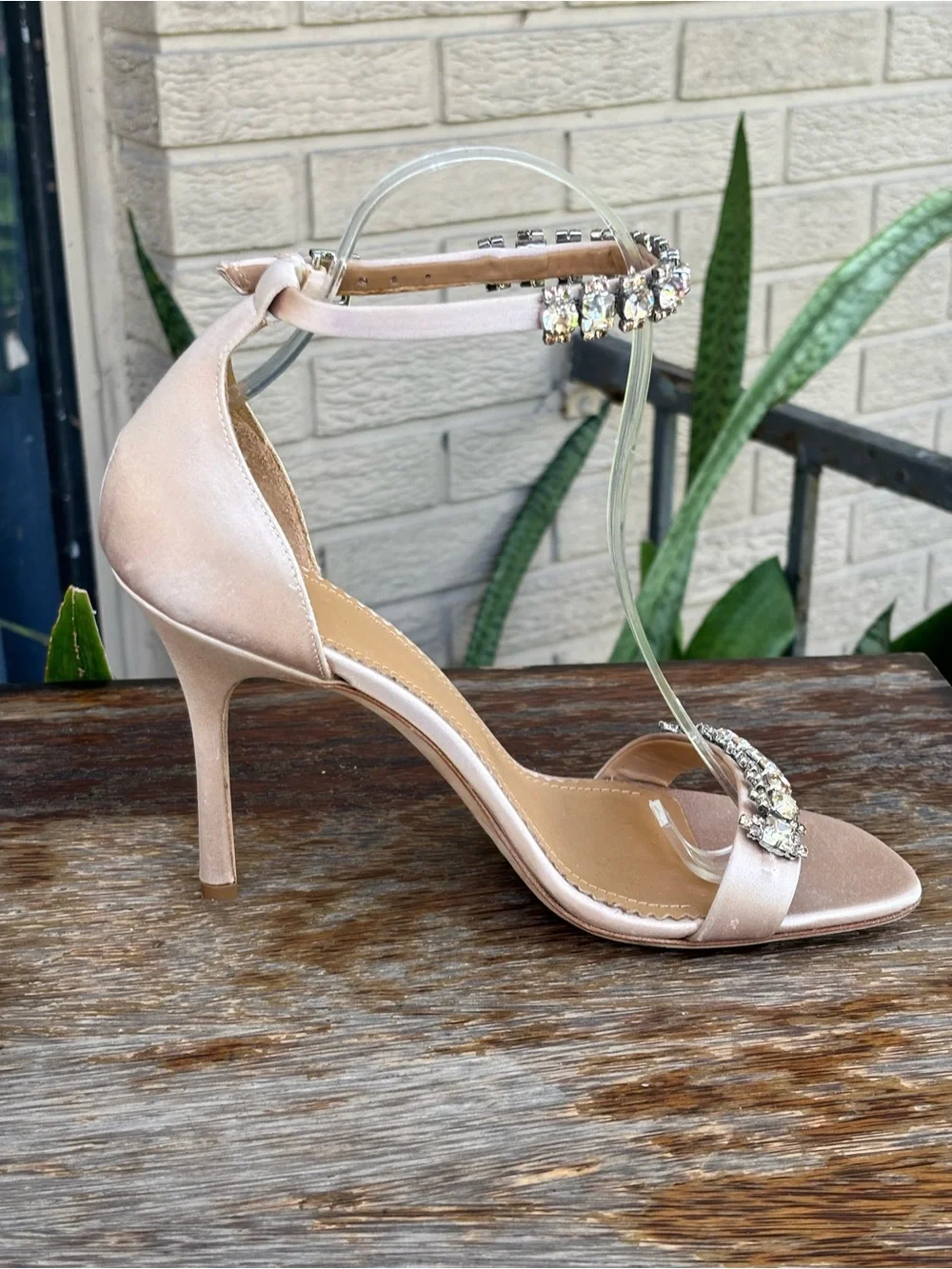 Tory Burch Penelope 100mm Crystal Embellished Ankle Strap Stiletto Sandals Champ